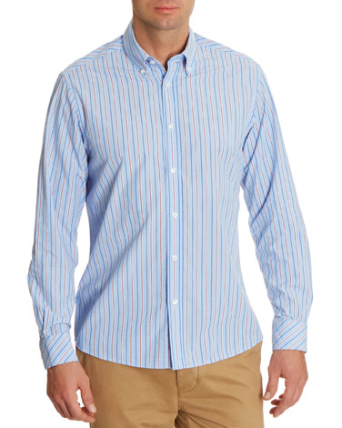 Long-Sleeved Peached Striped Shirt